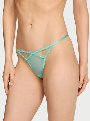 Dream Angels Chiloți V-String din plasă cu panglici aplicate
