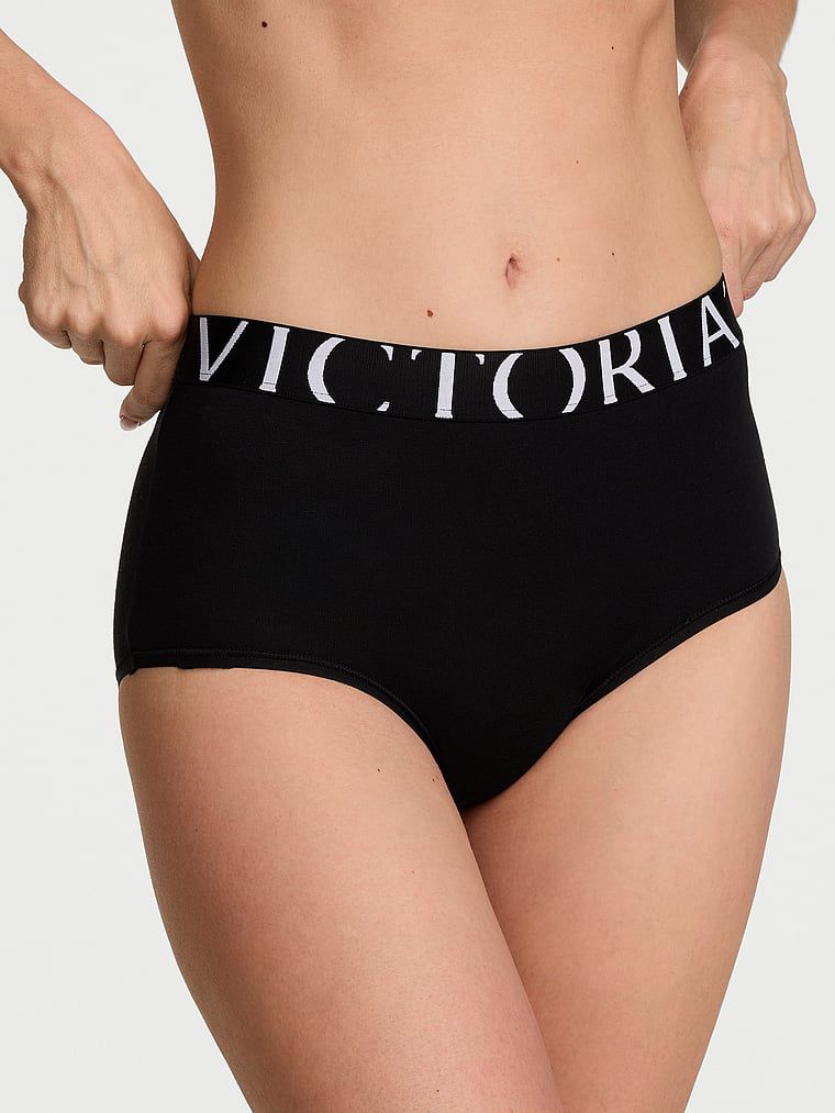 Chiloți din bumbac cu talie înaltă Logo Exploded Brief. Produsul este negru și provine din colecția Cotton.