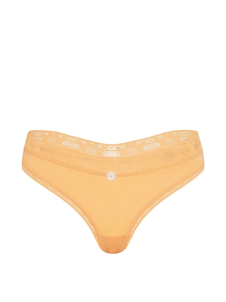 Tanga de bumbac cu dantelă - Margine din dantelă. Produsul este galben și provine din colecția Lace Trim.