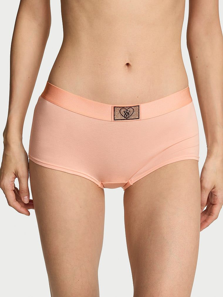 Cotton Chiloți Boyshort Heart Shine Patch din bumbac, cu logo