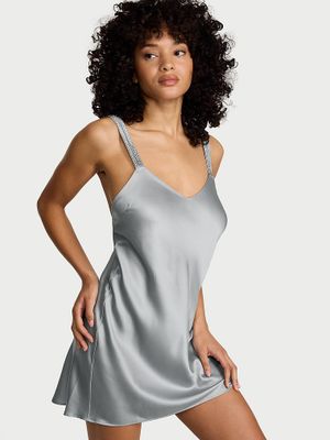 Very Sexy Rochie tip slip din satin cu bretele strălucitoare, în degrade