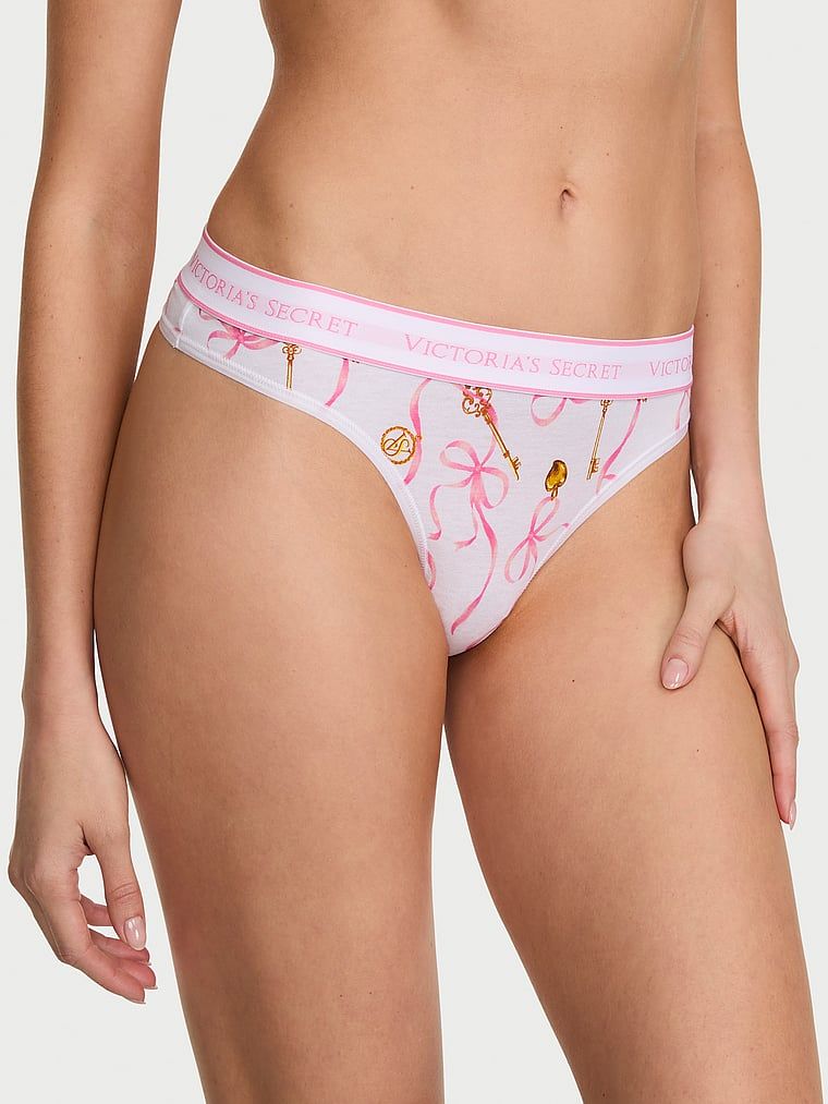 Cotton Chiloți tanga din bumbac elastic cu logo