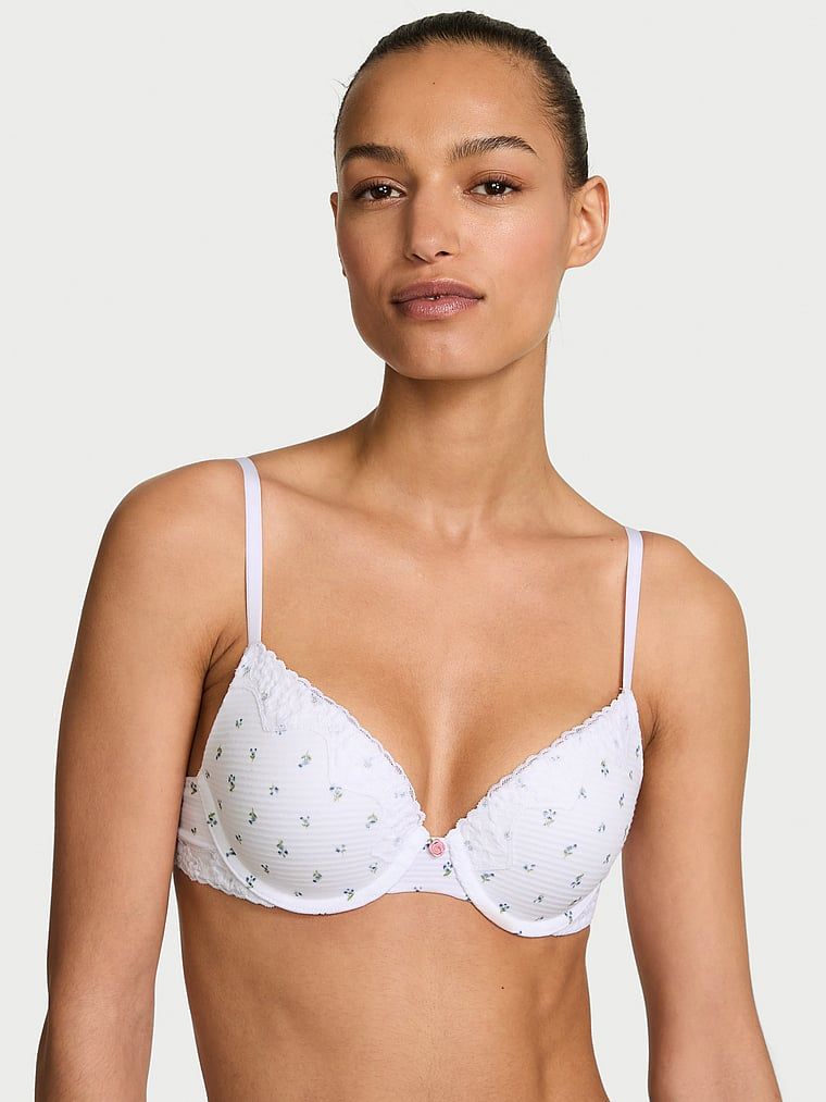 Sutien de bumbac push-up Perfect Shape Shadow Stripe. Produsul are o culoare florală și provine din colecția de tricouri.