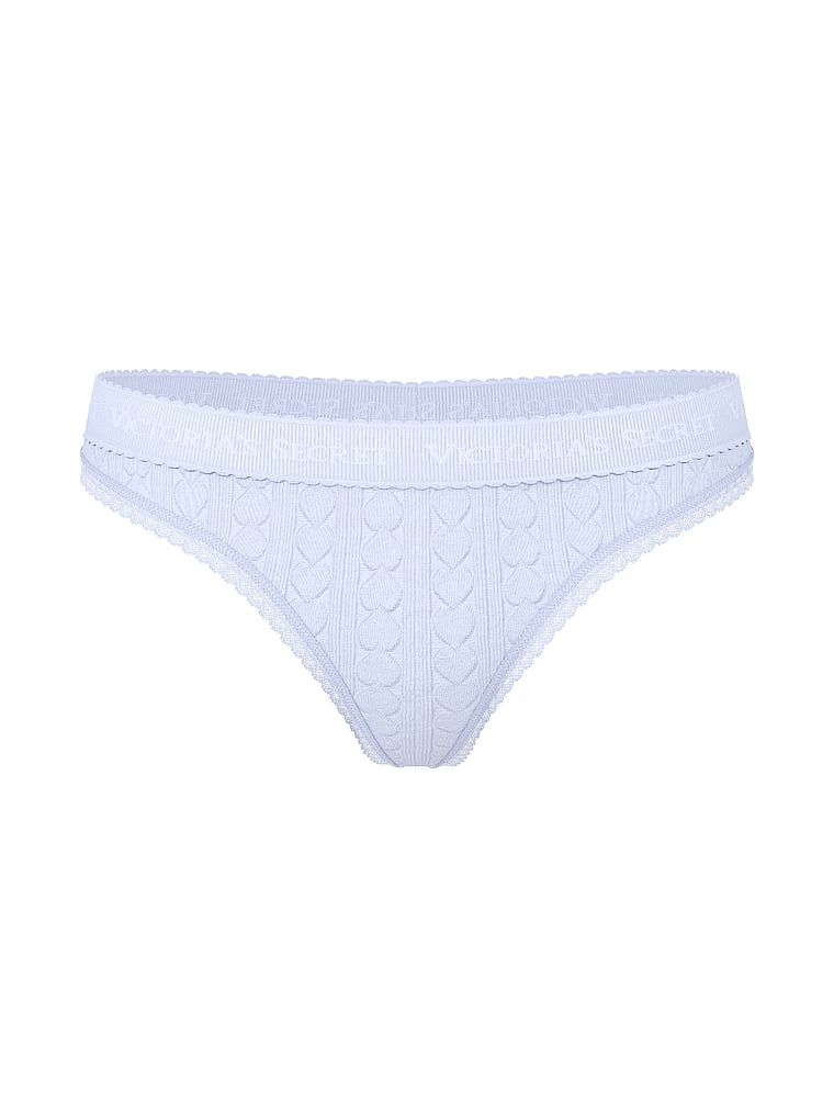 Tanga de bumbac cu inimi și logo-ul Heart Pointelle. Produsul este de culoare mov și provine din colecția Bumbac.
