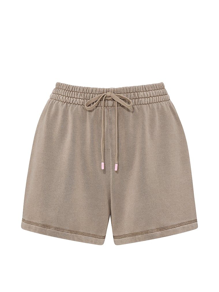 Pantaloni scurți de bumbac Terry în timpul liber. Produsul este bej și provine din colecția Angel Essentials.