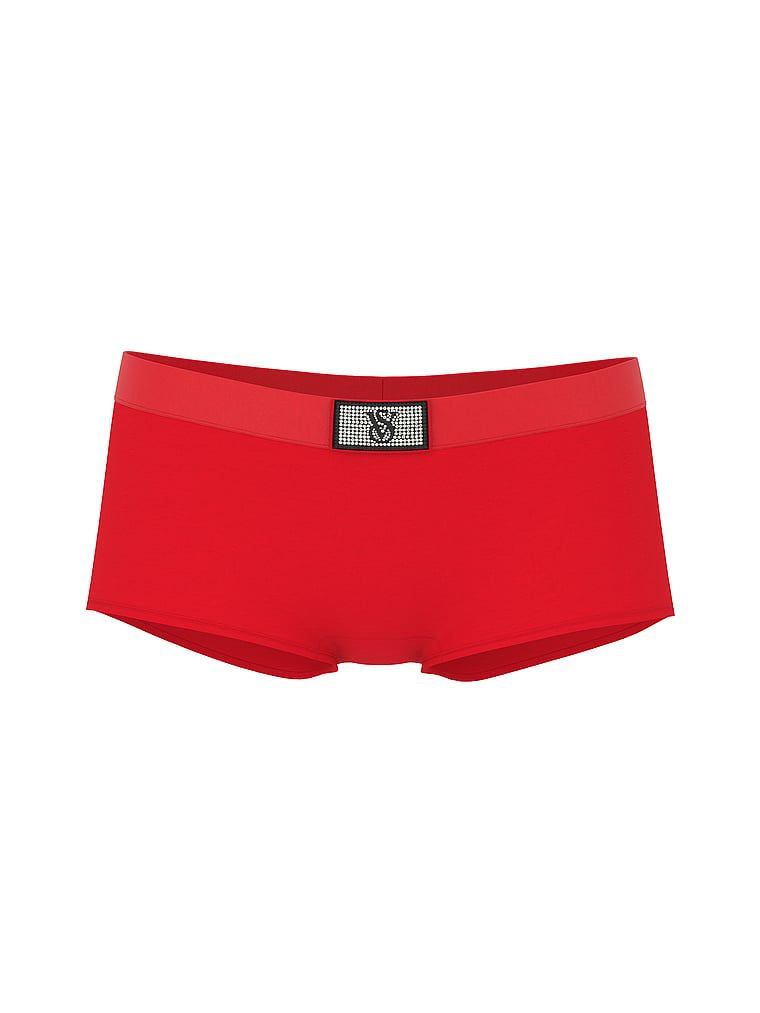 Pantaloni scurți din bumbac cu sigla Shine Patch strălucitor. Produsul este de culoare roșie și provine din colecția Cottumbac.