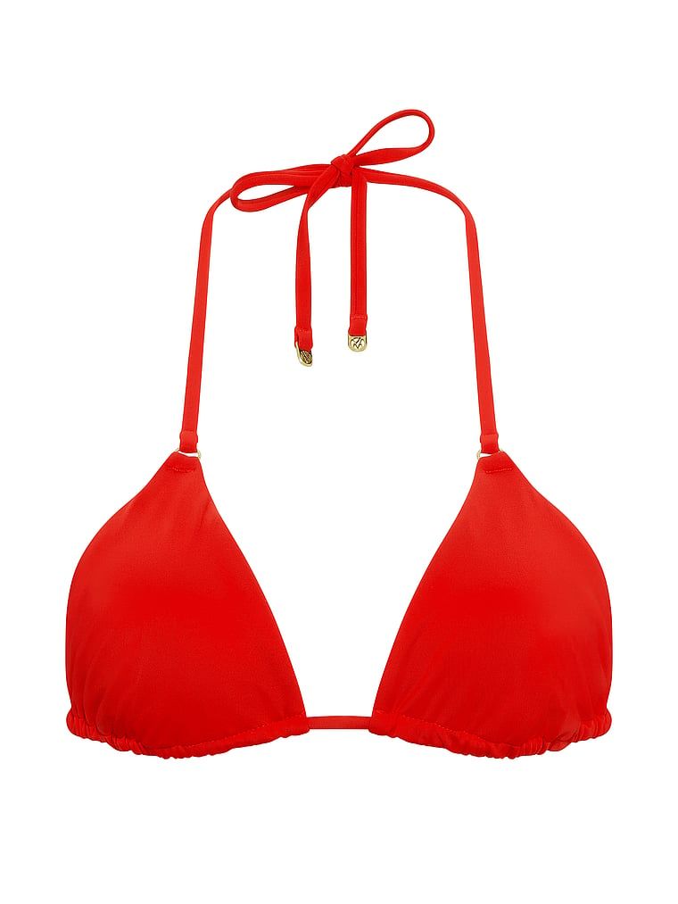 Top esențial de bikini triunghiular. Produsul este roșu și provine din colecția Victoria's Secret Swim.