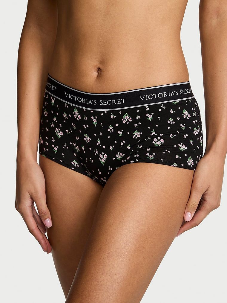 Pantaloni scurți din bumbac cu logo-ul la talie Boyshort. Produsul are un model floral și provine din colecția Bumbac.