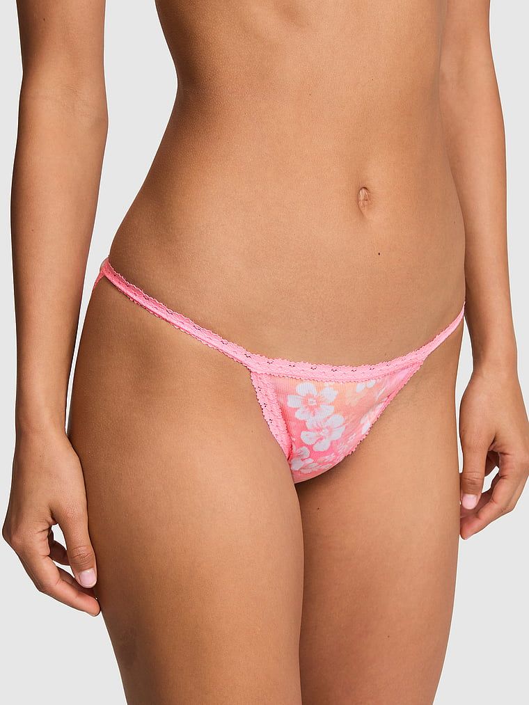 Chilot string bikini cu dantelă PINK Wink