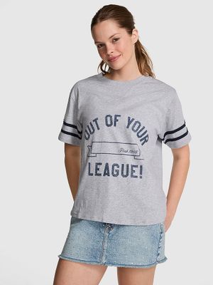 Tricou boxy cu decolteu rotund și cusătură în V Campus Cotton
