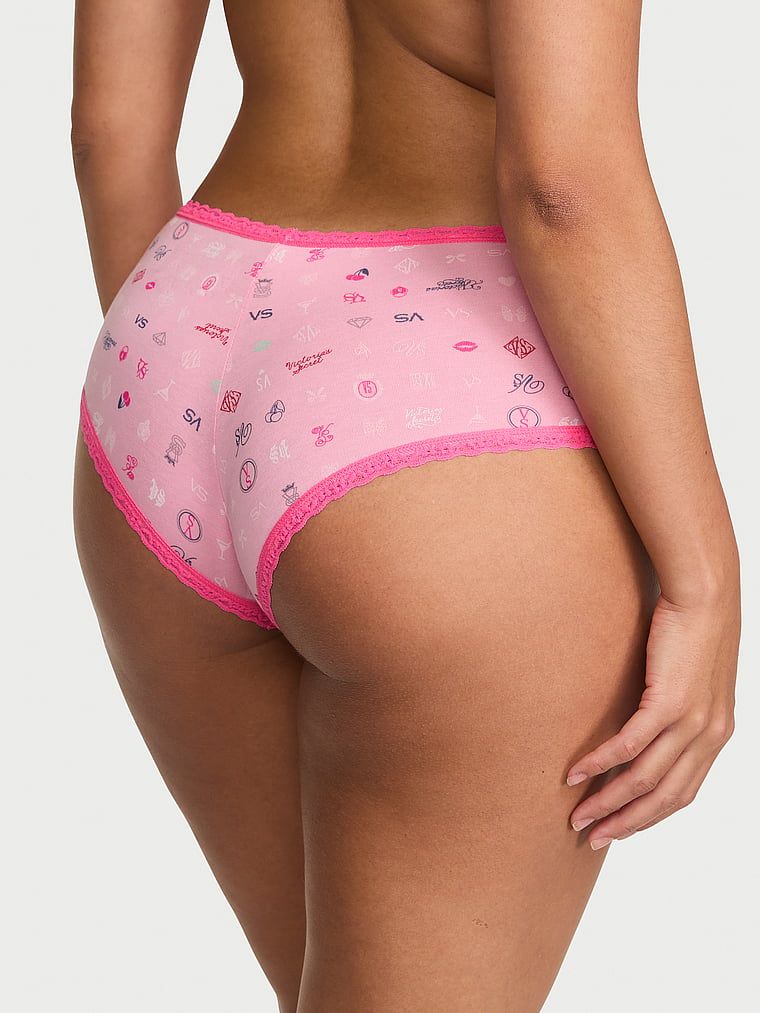 Chiloți de bumbac cu dantelă pe margini, dantelă-talie obraznică. Produsul are o culoare cu model și provine din colecția Lace Trim.