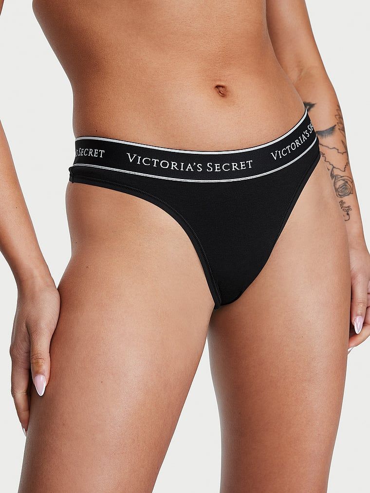 Cotton Chiloți tanga din bumbac elastic cu logo