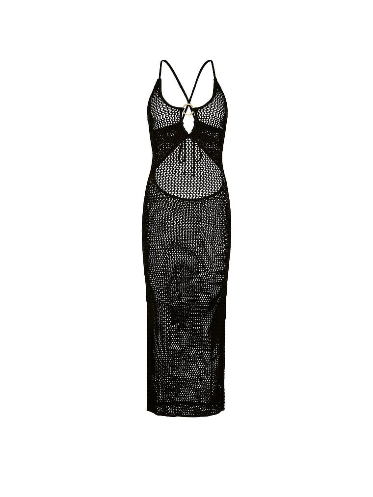 Rochie de plajă cu puncte de plajă Midi perforate. Produsul este negru și provine din colecția Victoria's Secret Swim.