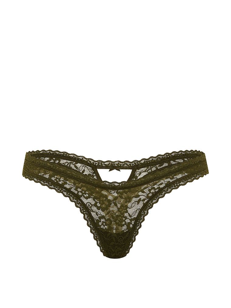 Tanga din dantelă Keyhole Ultra-Mini Scoop. Produsul este de culoare verde și provine din colecția Lacie.