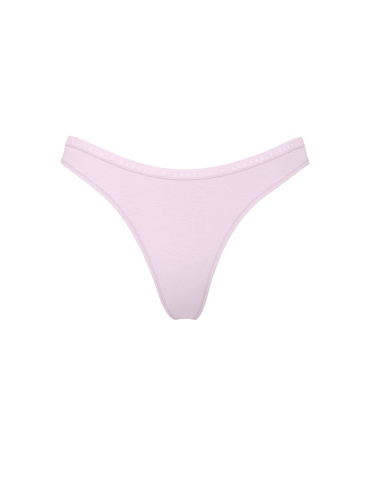 Tanga de bumbac cu picior înalt. Produsul este de culoare mov și provine din colecția Victoria's Secret.