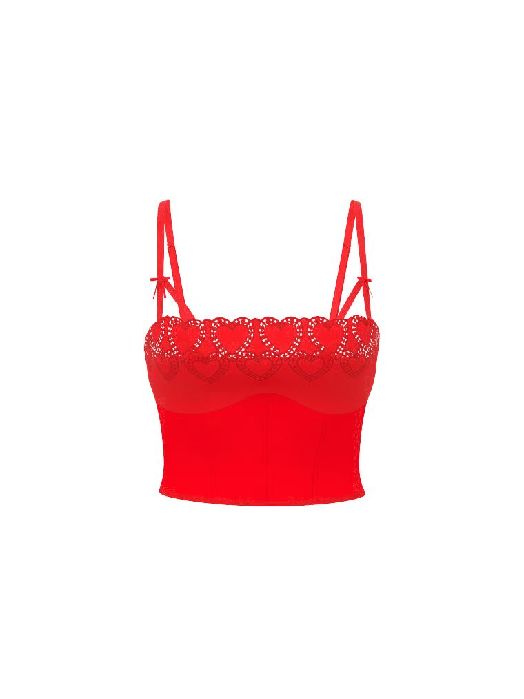 Topul corsetului Heartbeat. Produsul este modelat și provine din colecția Dream Angels.