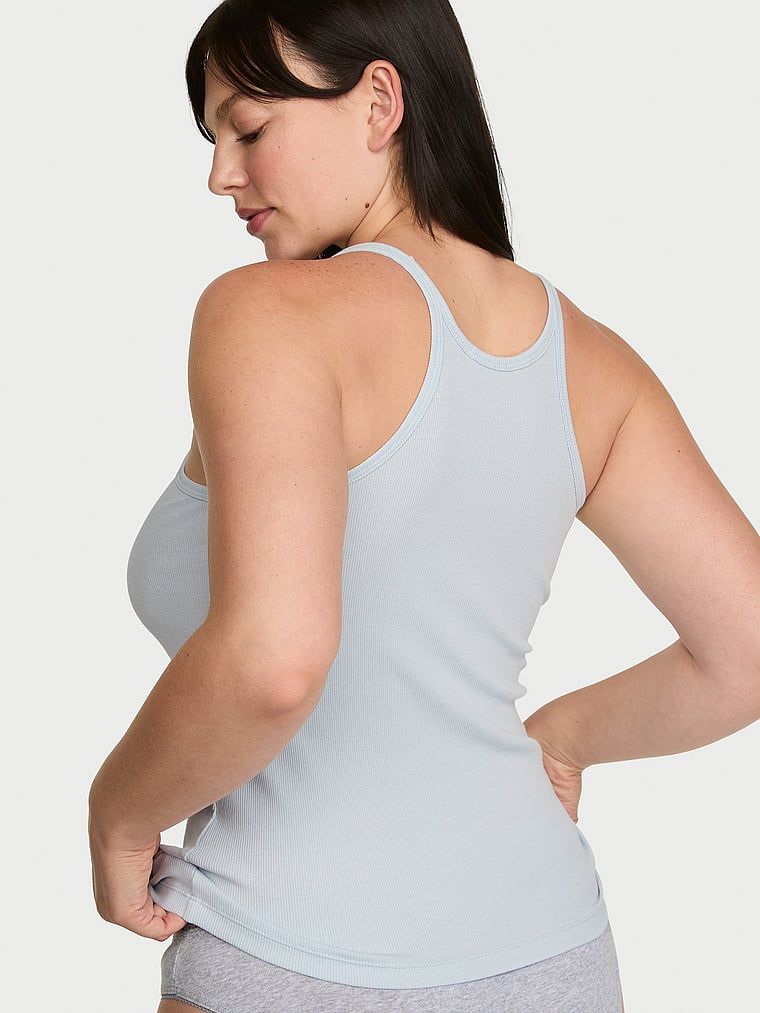 Topul de dormit din bumbac mix & match. Produsul este albastru și provine din colecția Victoria's Secret.