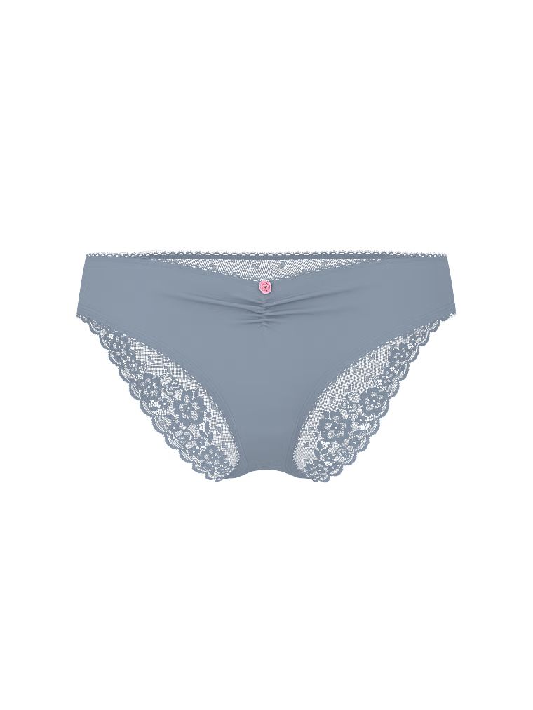 Chiloți din bumbac cu plasă la spatele bikiniului Heart Lace. Produsul este albastru și provine din colecția Victoria's Secret.