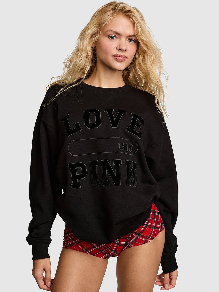 PINK Bluză Campus Fleece cu decolteu rotund