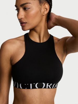 T-shirt Bustieră Bralette Exploded Logo cu guler înalt, din bumbac, fără căptușeală