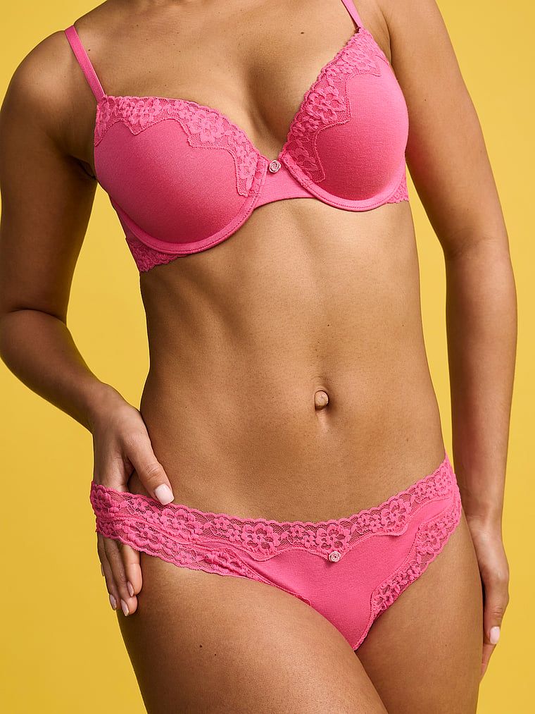 Sutien de bumbac push-up Perfect Shape. Produsul este roz și provine din colecția de tricouri.