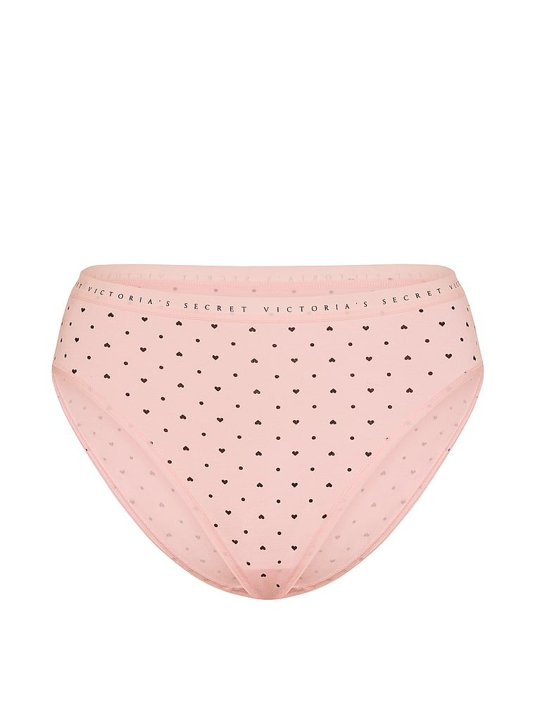 Chiloți din bumbac cu picioare înalte, pantaloni scurti cu picior înalt. Produsul este modelat și provine din colecția Victoria's Secret.
