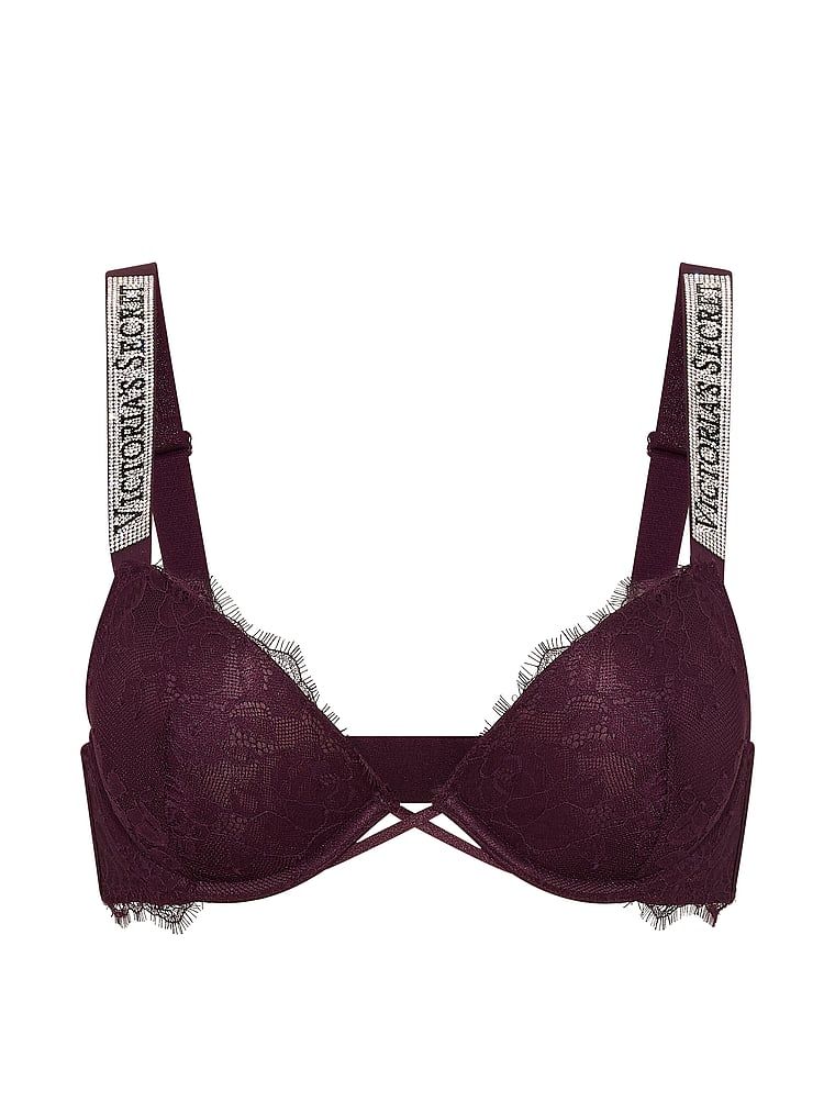 Sutiene push-up din dantelă cu bretele lucioase Shine Strap. Produsul este de culoare mov și provine din colecția Very Sexy.