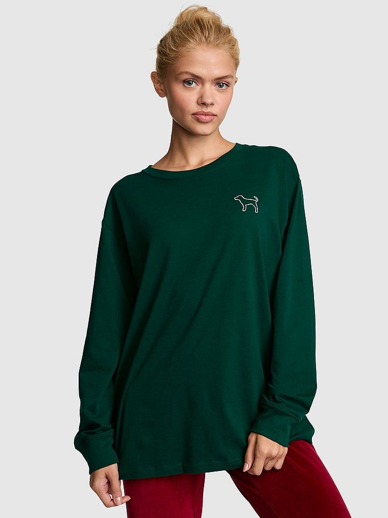 PINK Tricou Campus Cotton cu mânecă lungă