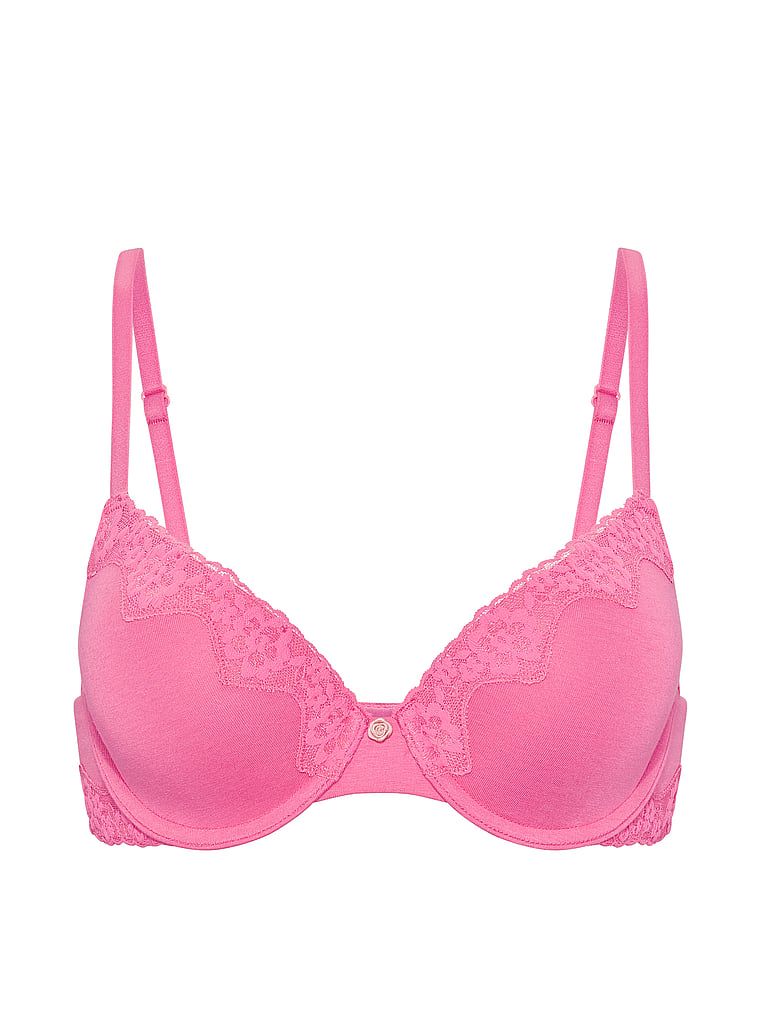 Sutien de bumbac push-up Perfect Shape. Produsul este roz și provine din colecția de tricouri.