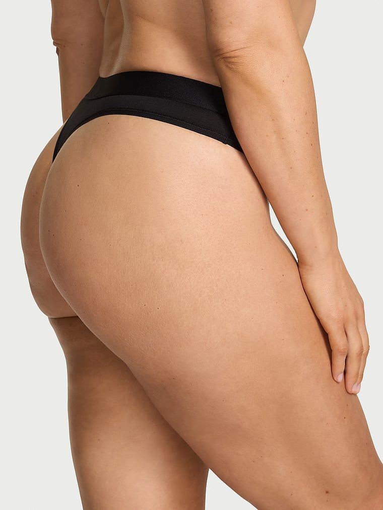 Tanga din bumbac cu logo Shine Patch strălucitor. Produsul este negru și provine din colecția Bumbac.