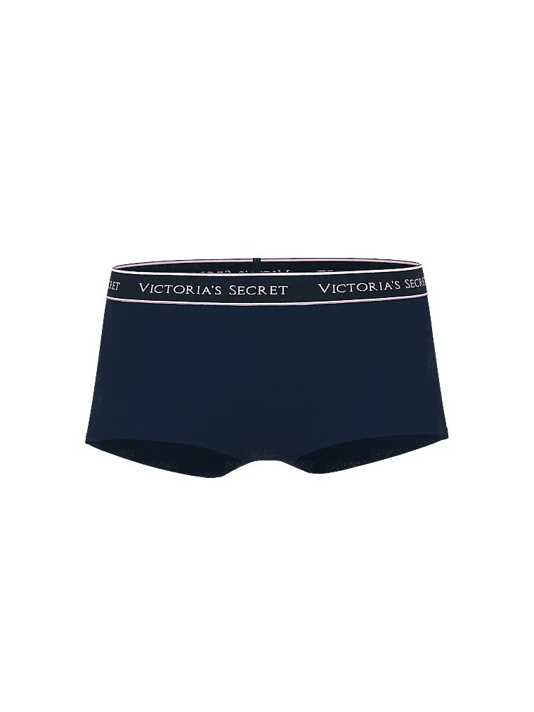 Pantaloni scurți din bumbac cu logo în talie Boyshort. Produsul este de culoare albastră și provine din colecția Cottumbac.