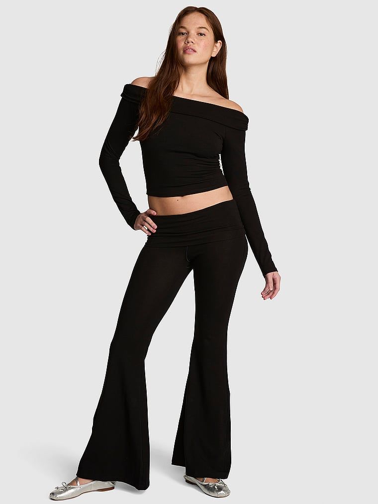 Colanți super evazați cu talie pliabilă All-Day Cotton