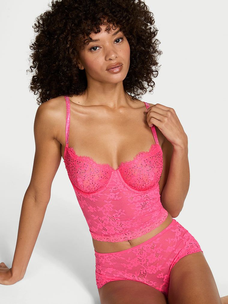 Set de dormit Twinkle Lace Sabrina Lace. Produsul este de culoare roz și provine din colecția Dream Angels.