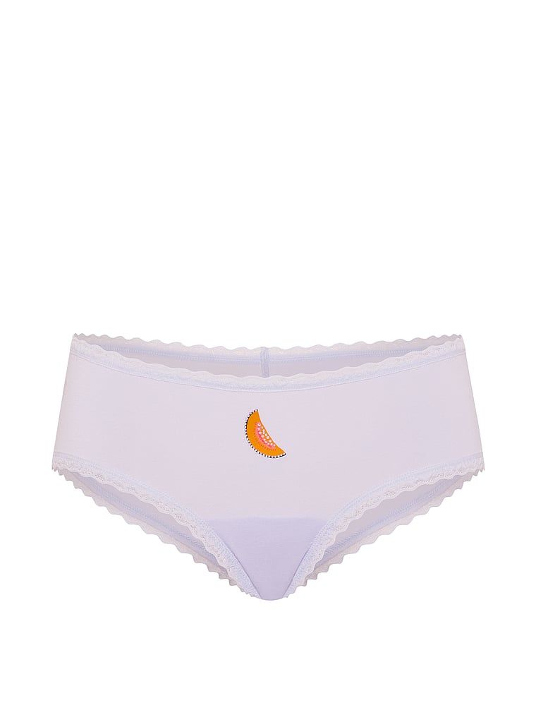 Chiloți de bumbac cu dantelă pe margini, dantelă-talie obraznică. Produsul este albastru și provine din colecția Lace Trim.