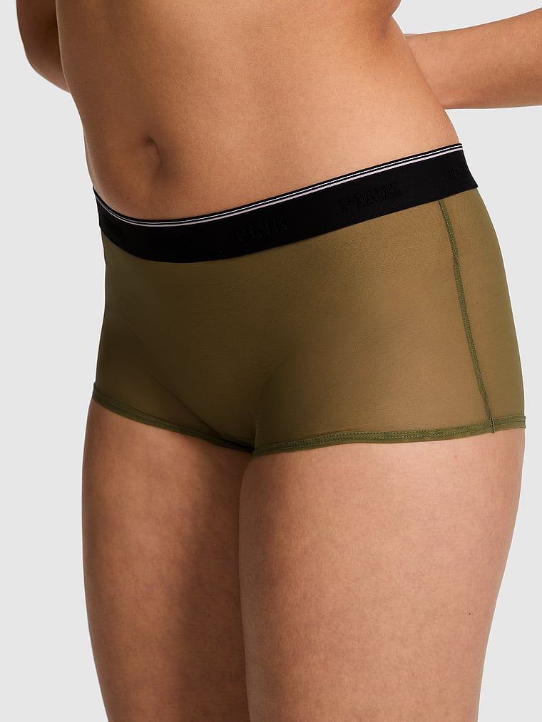 Chiloți Boyshort din plasă cu logo aplicat