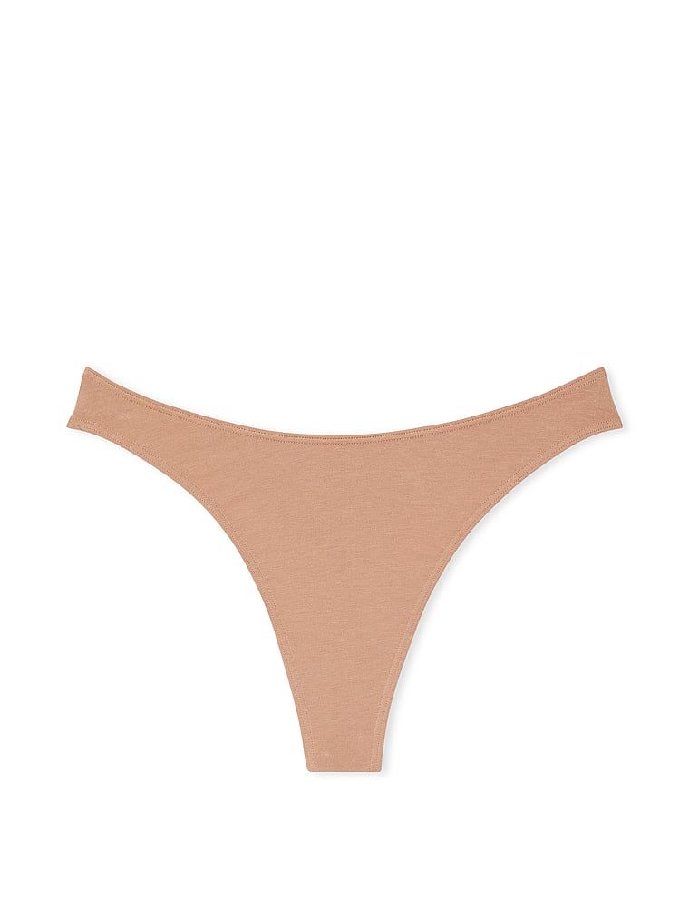 Tanga din bumbac High-Leg Scoop. Produsul este bej și provine din colecția Victoria's Secret.