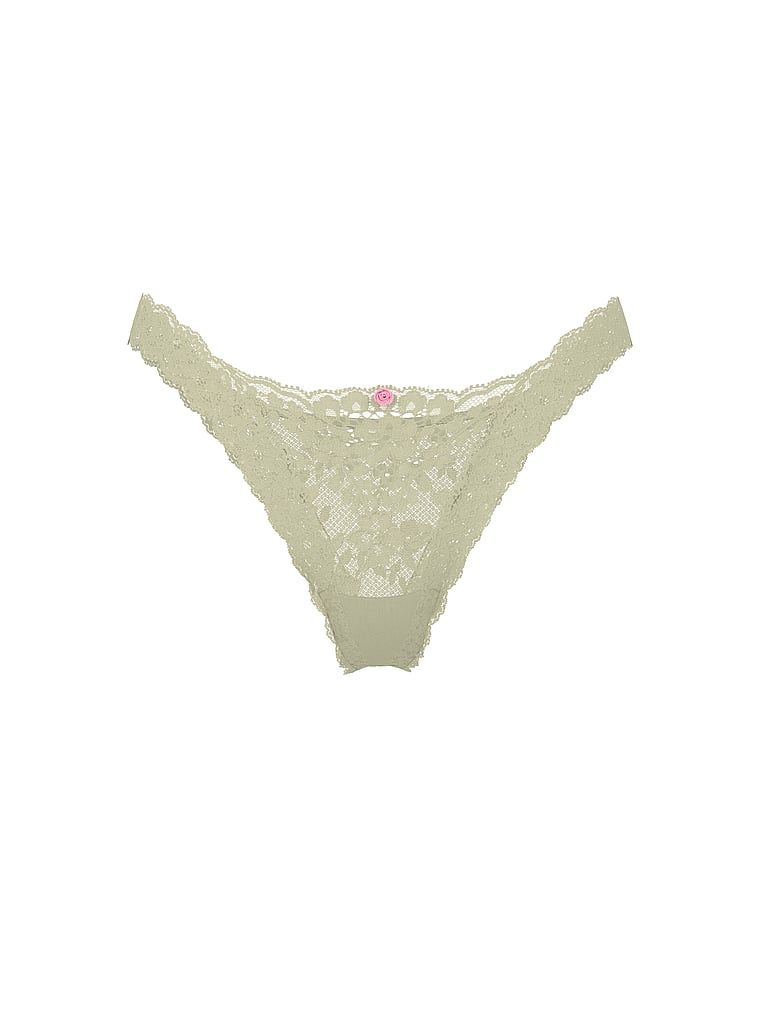 Chiloți brazilieni din dantelă. Produsul este de culoare verde și provine din colecția Dream Angels.
