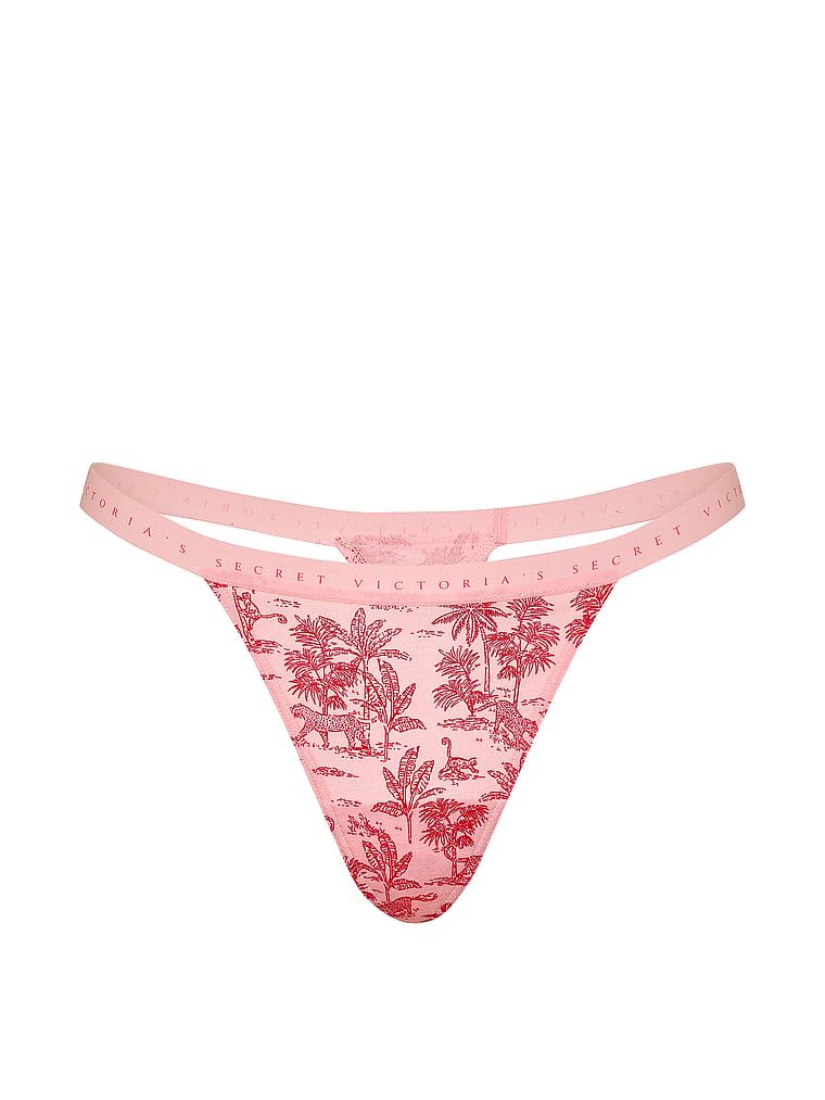 Tanga de bumbac elastic. Produsul este modelat și provine din colecția Victoria's Secret.