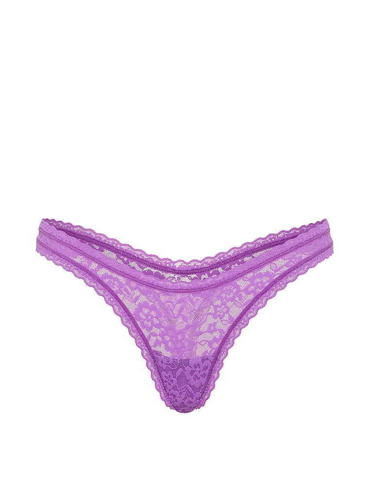 Tanga Ultra-Mini Scoop din dantelă. Produsul este de culoare mov și provine din colecția Lacie.