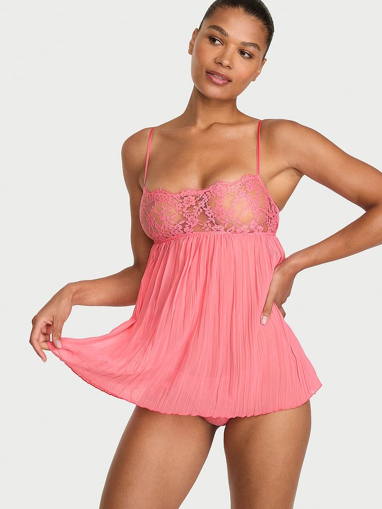 Dream Angels Set piesă Babydoll Victoria's Secret Dream, din dantelă, cu pliuri
