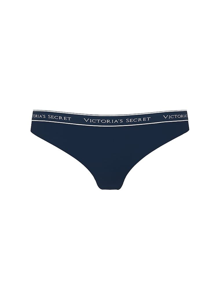 Tanga din bumbac cu logo în talie. Produsul este de culoare albastră și provine din colecția Cottumbac.