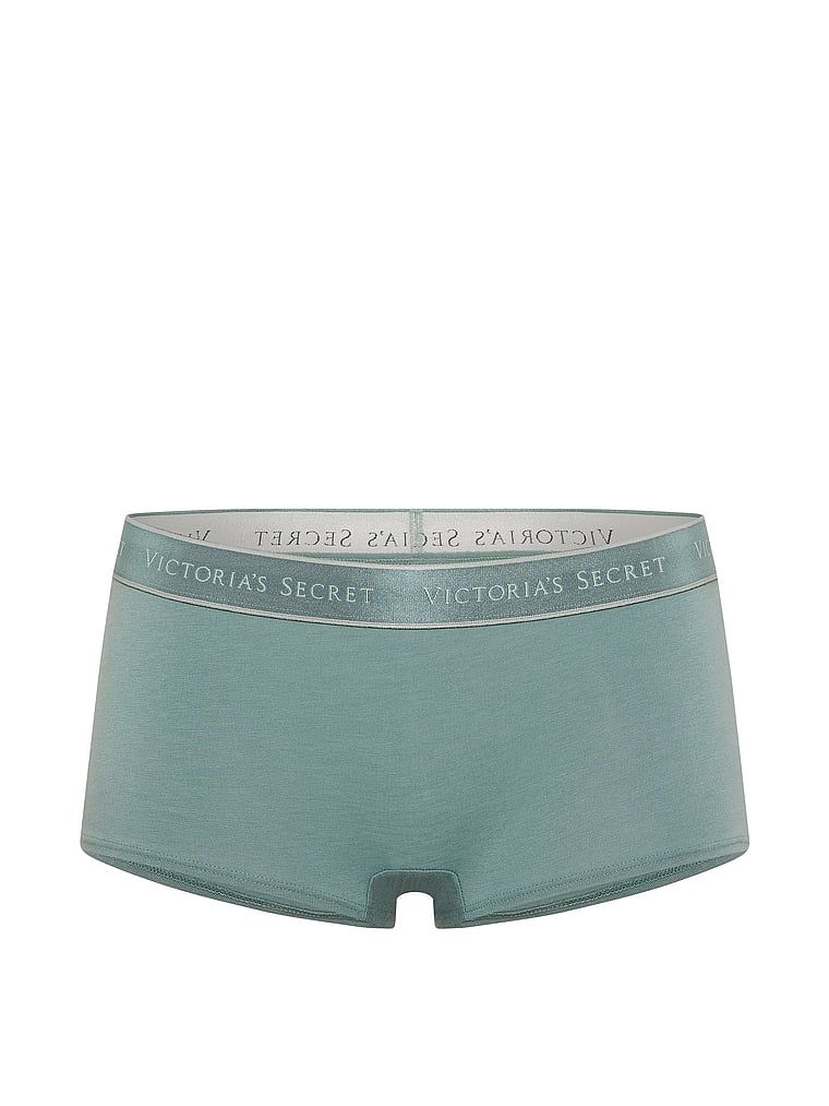 Pantaloni scurți din bumbac cu logo-ul la talie Boyshort. Produsul este de culoare verde și provine din colecția Bumbac.