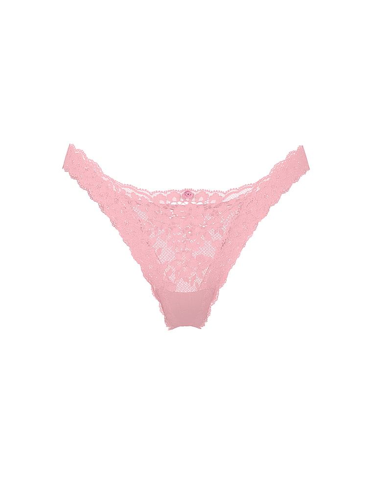 Chiloți brazilieni din dantelă. Produsul este roz și provine din colecția Dream Angels.