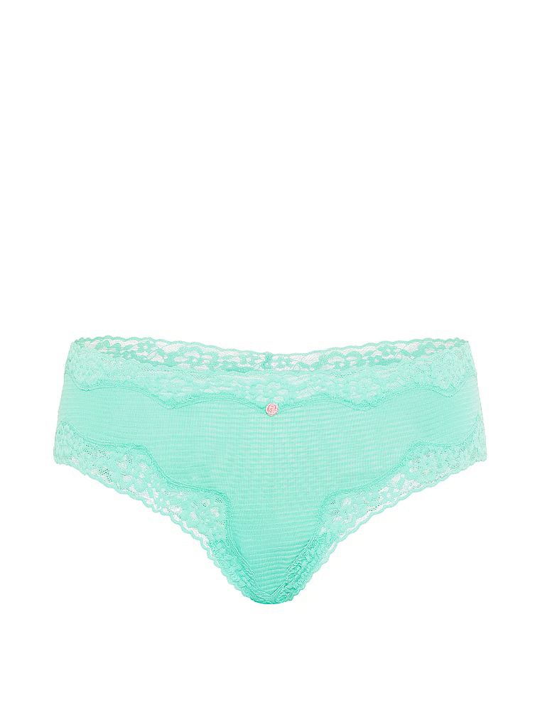 Chiloți din bumbac cu dungi și dantelă pe margini Obraznic. Produsul este albastru și provine din colecția Lace Trim.