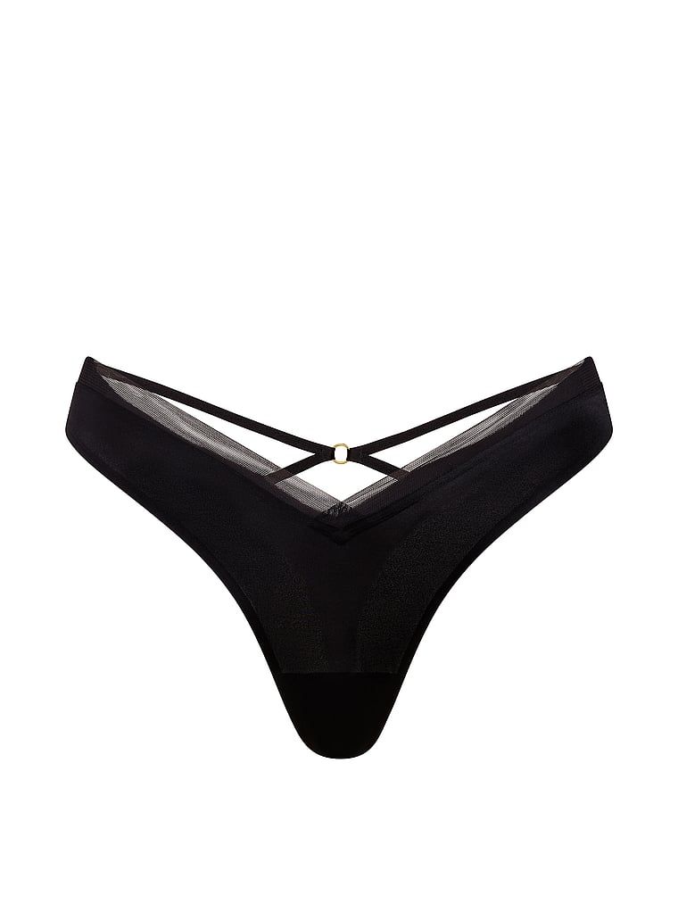 Tanga cu curele pe spatele Sheer Reveal. Produsul este negru și provine din colecția Very Sexy.