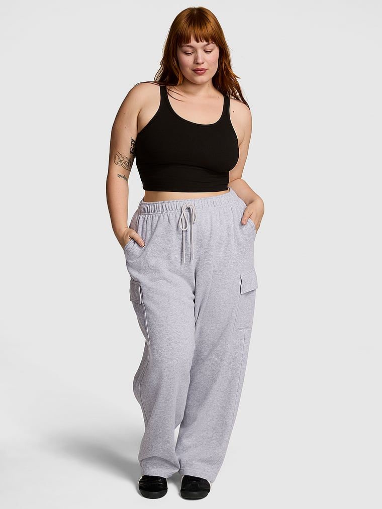 Pantaloni Cargo drepți pentru sport din material Ivy Fleece