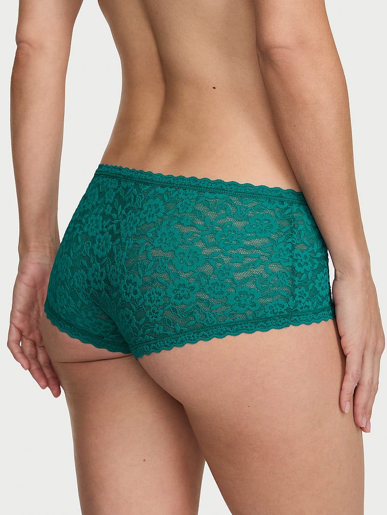 Pantaloni scurți din dantelă, pantaloni scurți cu talie joasă Boyshort. Produsul este albastru și provine din colecția Lacie.