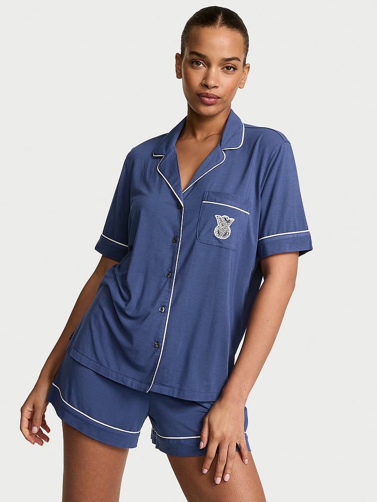 Pijamale modale cu pantaloni scurți SoSoft. Produsul este albastru și provine din colecția Victoria's Secret.