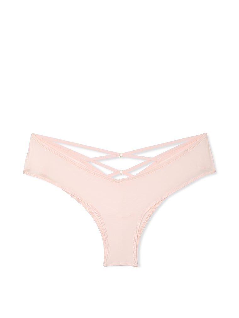 Chiloți cu bretele la spate și picioare înalte Strappy-Back Cheeky. Produsul este roz și provine din colecția Very Sexy.