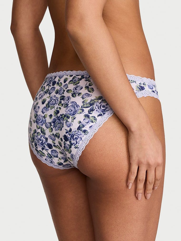 Chiloți din bumbac cu dantelă cu dantelă și baie de baie. Produsul are un model floral și provine din colecția Lace Trim.